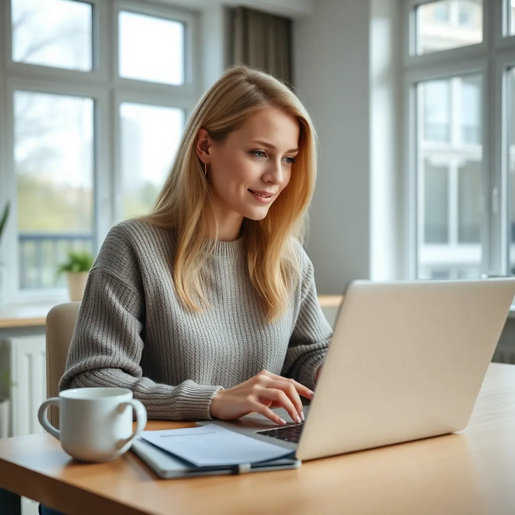 Persoon die budgetteert op laptop met koffie